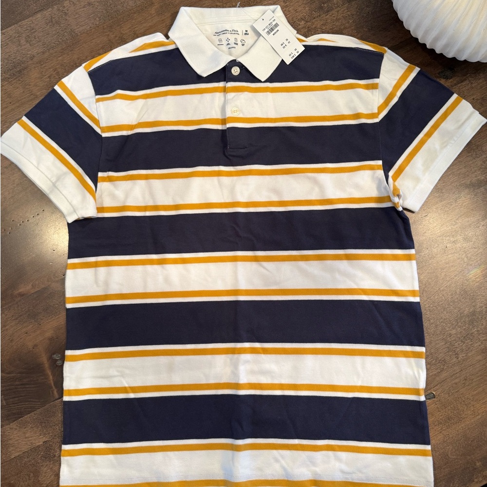 Striped Navy and Yellow Polo Shirt
